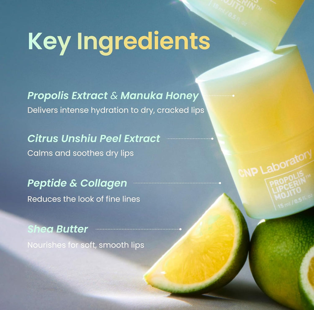 CNP Honey Lip Butter - Propolis Lipcerin™ 03 Lime, Hydrating Overnight Manuka Lip Balm & Mask, 12hr Long-Lasting Moisture, Stocking Stuffers, Gifts for Women, 0.5 fl.oz.