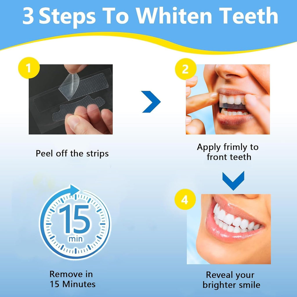 Teeth Whitening Strips for Sensitive, Enamel Safe Non-Slip Dry Strip Technology for Whiter Teeth,28 Strips Whitener Safe Whitestrip, Deep Stains Removal Tooth Whitening (One Size, Pineapple)