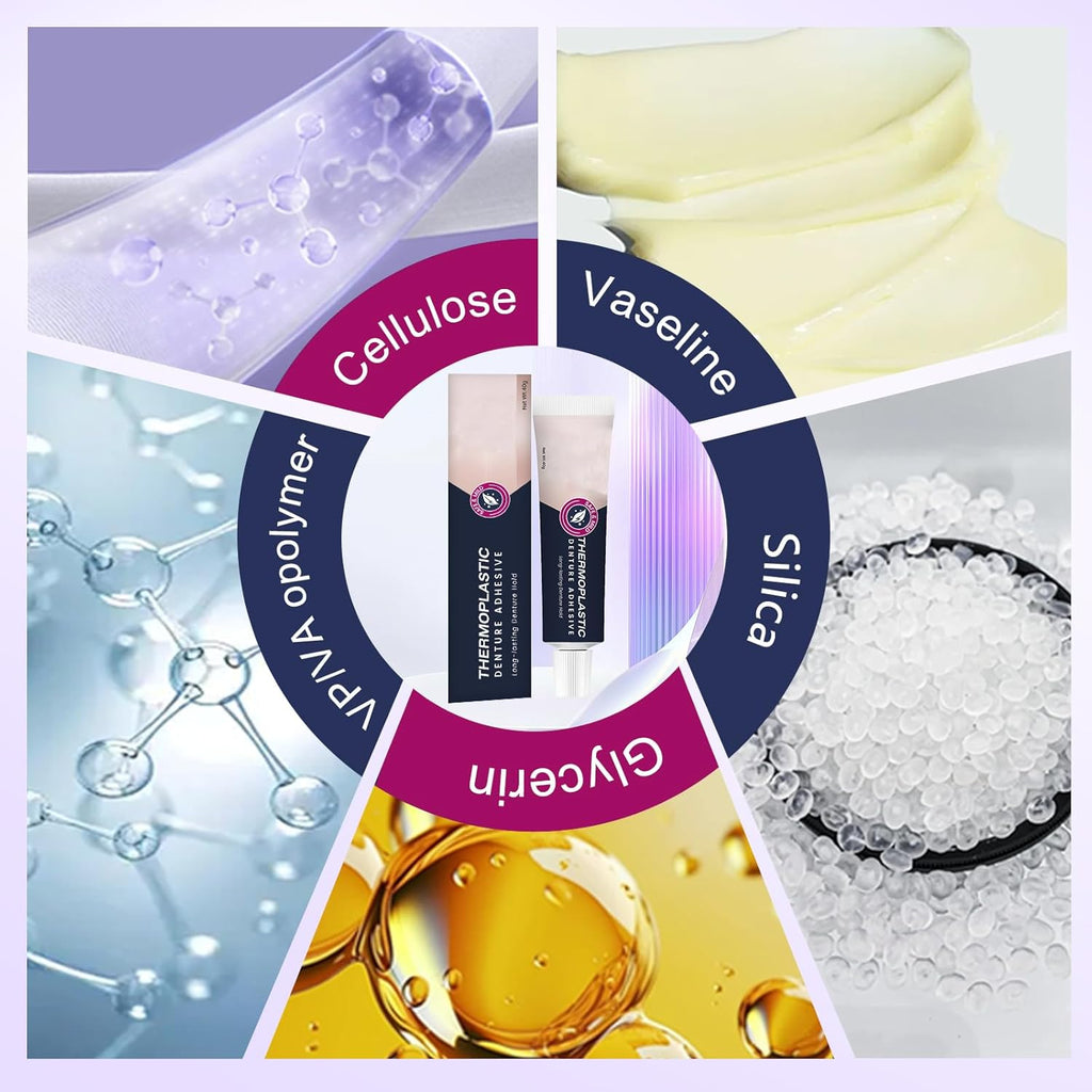 2PCS Thermoplastic Denture Adhesive, Ultra Max Hold Denture Adhesive, DentureAdhesive Fixing Paste, Fixed Dentures, Improving Comfort, Long-Lasting Durability