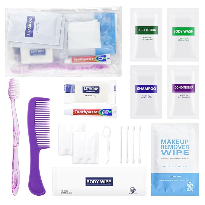 100 Kits Travel Toiletry Kit Bulk, Personal Hygiene Kit, Disposable Hygiene Kit Homeless Care Supplies Charity Kit For Home, Hotel, Camping, Travel