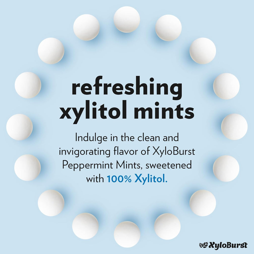 Xyloburst - Xylitol Mints | Sugar Free Breath Mints for Oral Health | Gluten Free, Vegan, Keto Friendly | Aspartame Free Mints | Peppermint | 275 Count