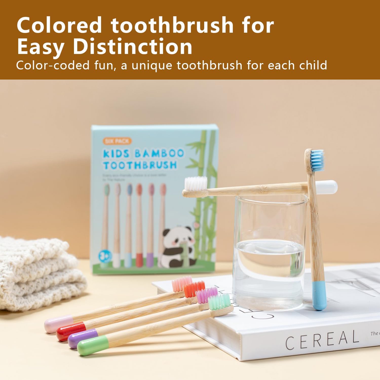 Kids Bamboo Toothbrushes, BPA Free Extra Soft Bristles for Children, Eco-Friendly Natural Bamboo Toddler Toothbrusht, Biodegradable Compostable Tooth Brushes(6 Pack)