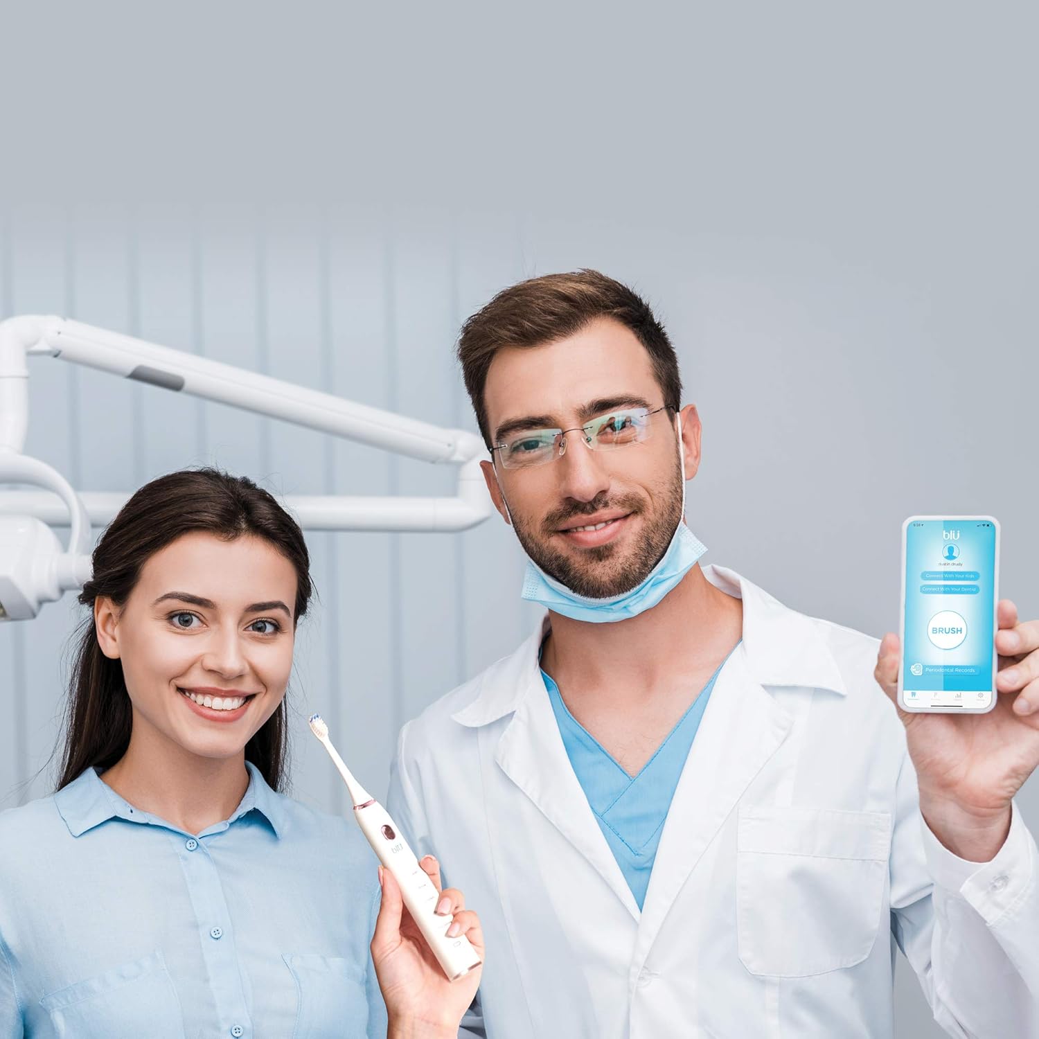 Blu Smart Electric Toothbrush, Power Sonic Toothbrush with Interactive Live Tracking App for Adults (White)