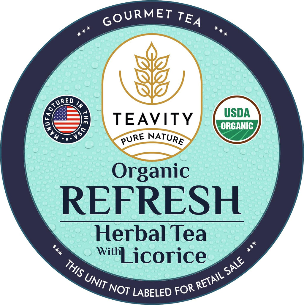 Organic Licorice Mint Tea Pods for Keurig - Natural Decaf Peppermint Tea by Teavity (12 Tea Pods)
