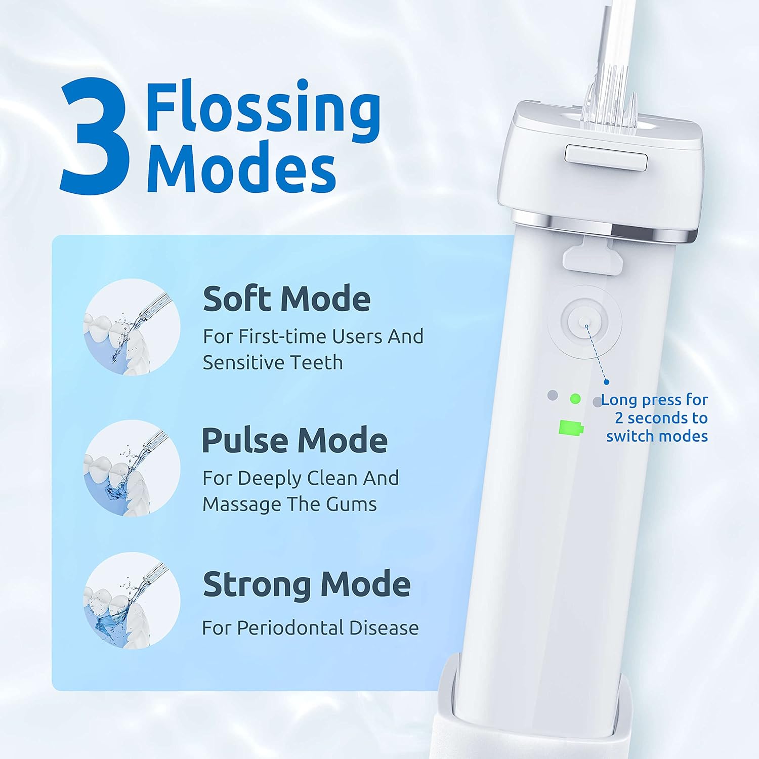 SYNHOPE Water Flosser Mini Cordless Portable Oral Irrigator Water Teeth Cleaner Pick, Telescopic Water Tank, 3 Modes & IPX7 Waterproof, Home & Travel Water Flossers for Teeth, Braces Bridges Care