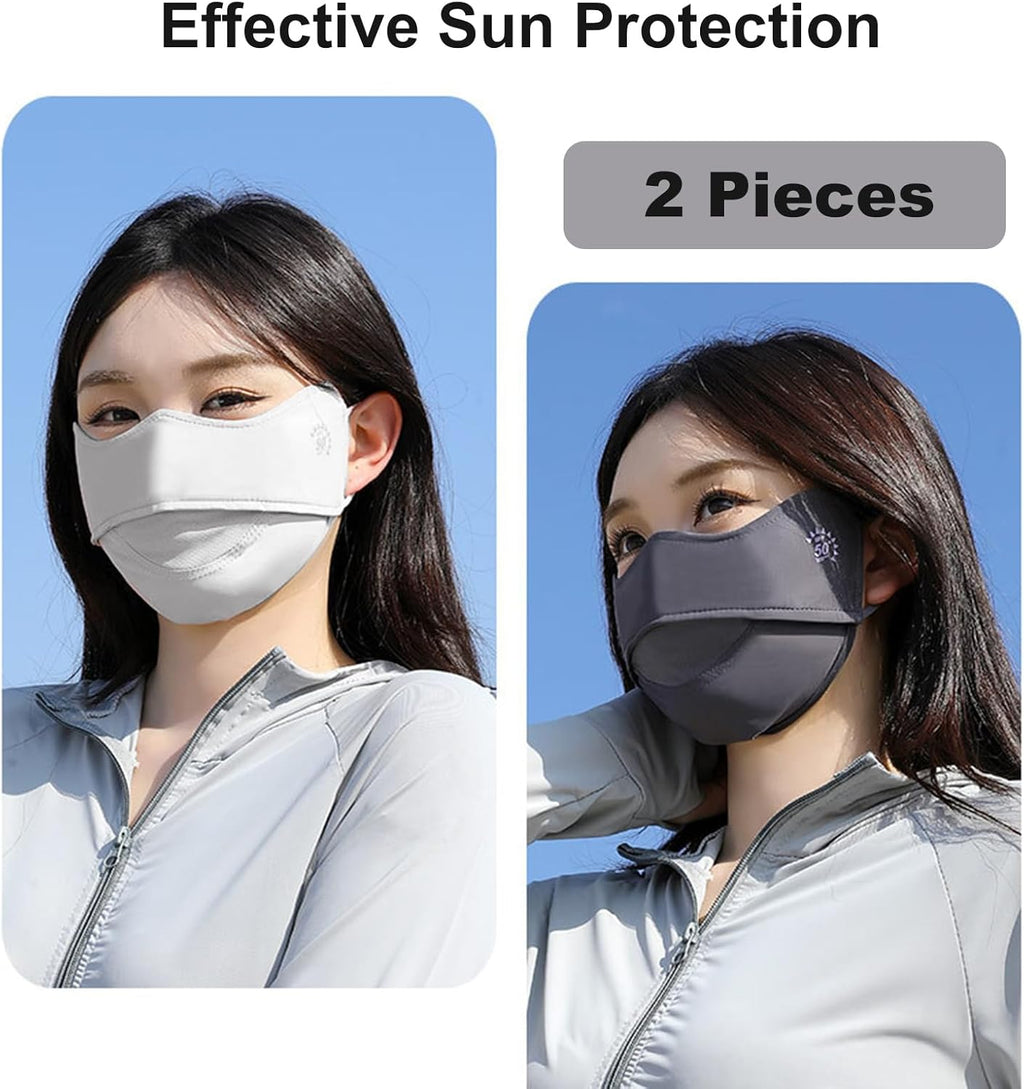 2Pcs UV Face Mask, Sun Masks for Women, Cooling Breathable Face Cover for Outdoors, Washable Reusable