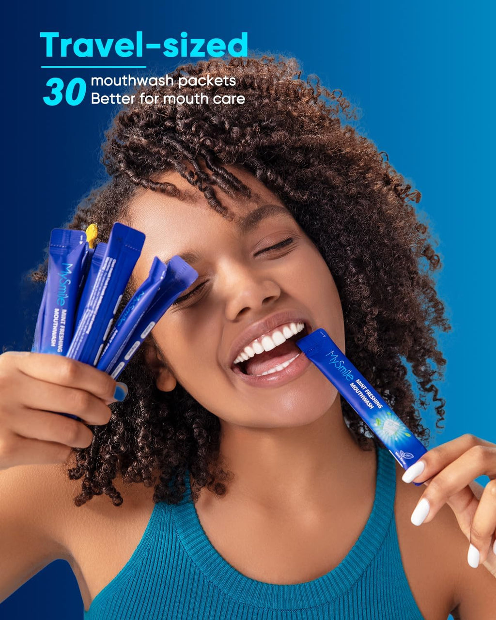 MySmile Mouthwash Alcohol Free, Mouth Wash for Adults, Travel Mouthwash, Oral Rinse Helps Kill 99% of Bad Breath Germs, Prevents Cavities, Fluoride Free, Fresh Mint, 30 Uses