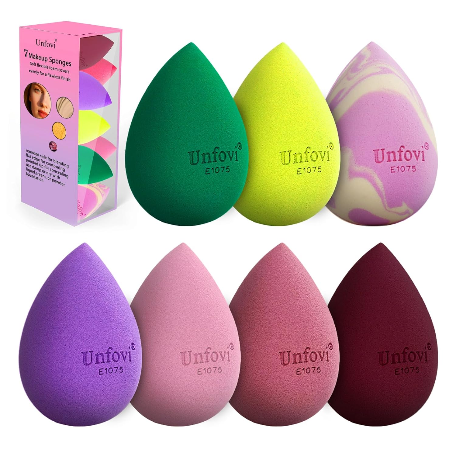 Multicolor Makeup Sponges Set, 7Pcs Ultra-soft and Latex Free Makeup Sponge for Foundation, Drop Shape Beauty Cosmetic Blender For Powder Cream and Liquid, Super Soft Wonder Cosmetic Applicator