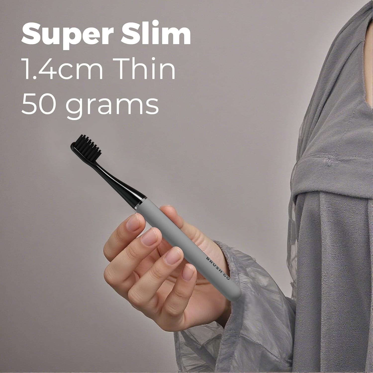 MIPOW Slim Pro i4 Electric Toothbrush Rechargeable Smart Ultra Sonic 3 Modes Magnetic Travel Case &Ceramic Dock, 60Day Long Battery Soft Bristles 2Heads IPX7 Waterproof,Color-(Gray)