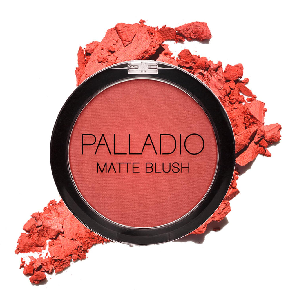 Palladio Matte Blush, Brushes onto Cheeks Smoothly, Soft Matte Look and Even Finish, Flawless Velvety Coverage, Effortless Blending Makeup, Flatters the Face, Convenient Compact, Tipsy