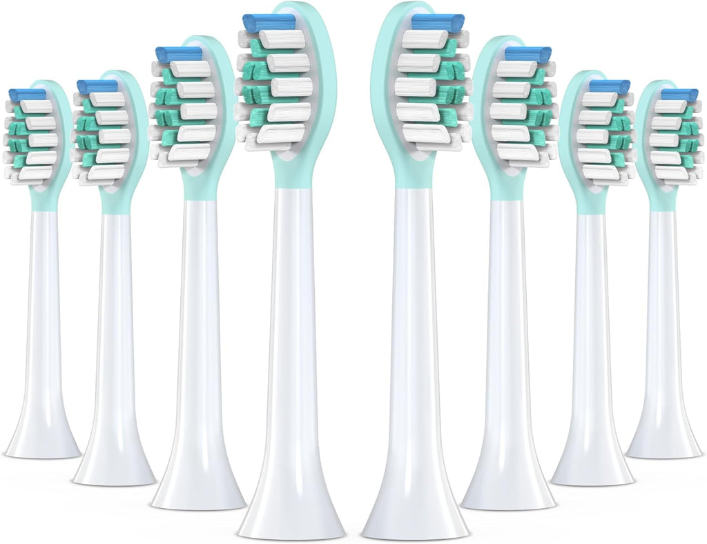 Replacement Toothbrush Heads for Philips Sonicare Electric Toothbrush, 2-in-1 Tongue Cleaner, 8 Pack, Mint Green,Suitable for Philips Sonicare Heads, C2, C1, C3, W1, W2, W3, G1, G2, G3