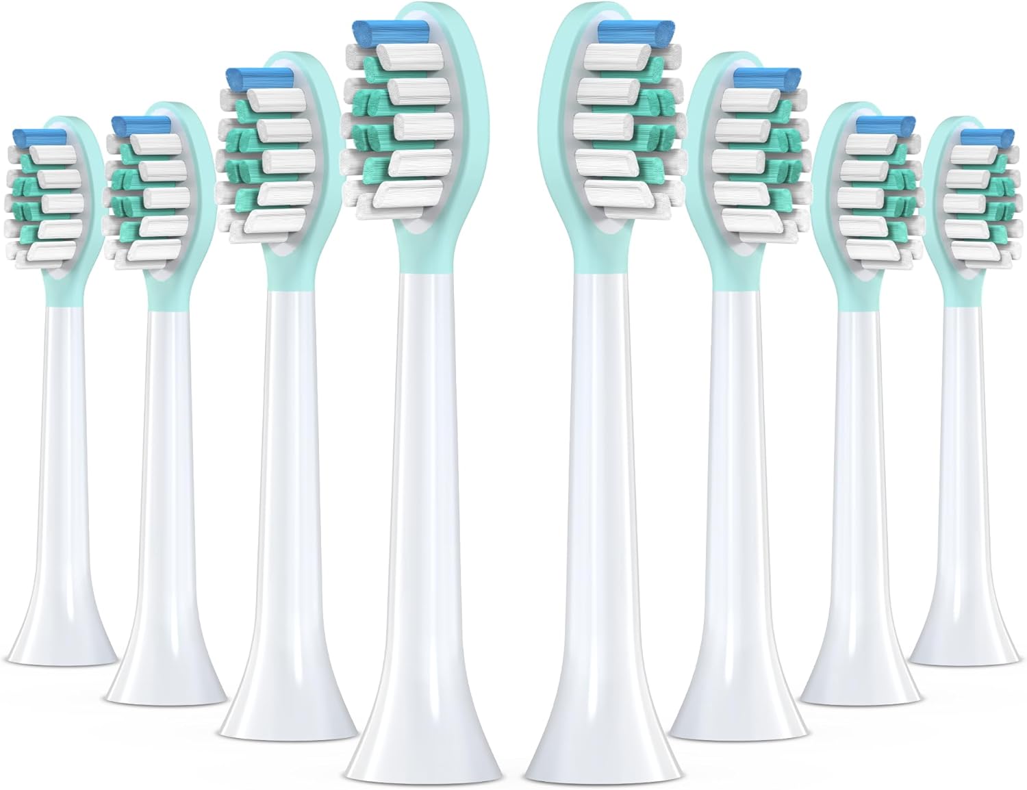 Replacement Toothbrush Heads for Philips Sonicare Electric Toothbrush, 2-in-1 Tongue Cleaner, 8 Pack, Mint Green,Suitable for Philips Sonicare Heads, C2, C1, C3, W1, W2, W3, G1, G2, G3