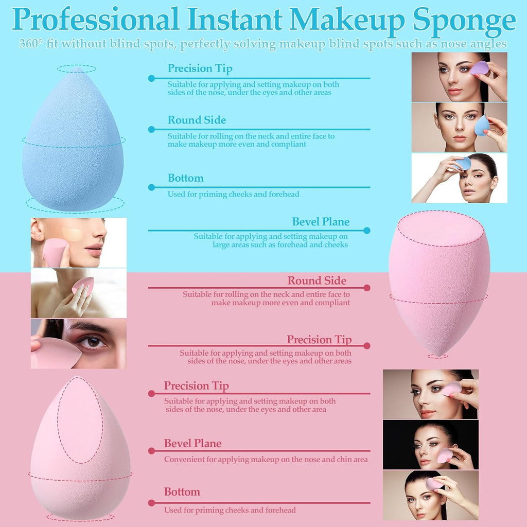 14 Pcs Makeup Sponge Set,Beauty Sponges Blender with 4 Pcs Powder Puff and 4 Pcs Mini Make up Sponges Birthday Gift,Mother's Day Gift for Women Liquid,Foundation,Powder,Concealer,Cream(Colorful)