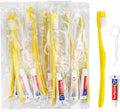 200pcs Disposable Toothbrushes with Toothpaste and Floss,Yellow Bulk Single Use Toothbrush Floss Pick Individually Wrapped Disposable Travel Toothbrushes Kit for Homeless,Airbnb,Hotel,Guest