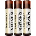 Kind Lips Vanilla Lemon Lip Balm 3-Pack - USDA Organic, Natural Chapstick Alternative for Dry Lips | Gluten-Free, Cruelty-Free