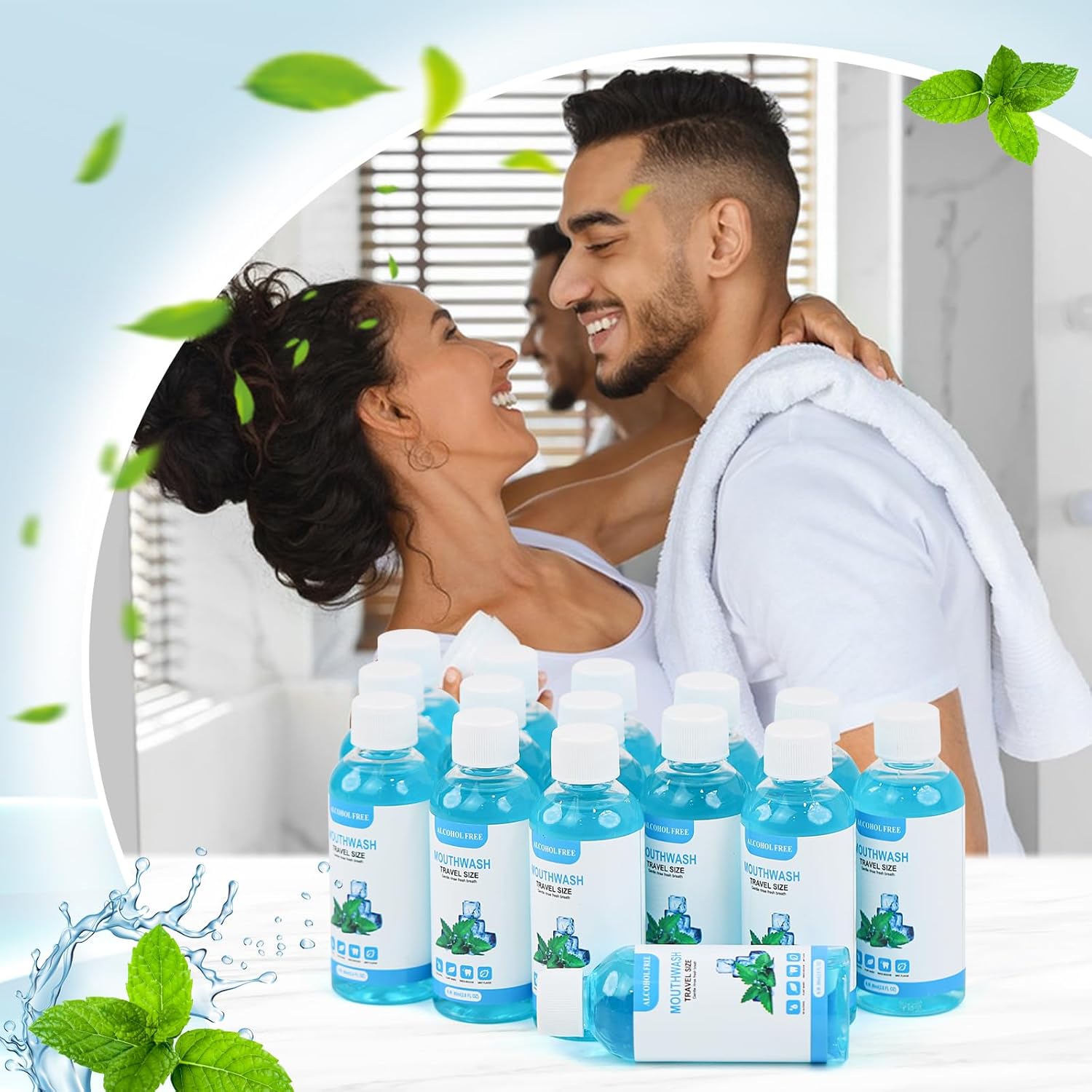 10 pcs Travel Size Mouthwash Bulk Mini Mouthwash, 80ml/2.7fl oz, Fresh Mint Portable Mouthwash Individual Mouthwash Bottles for Travel Toiletry Kits