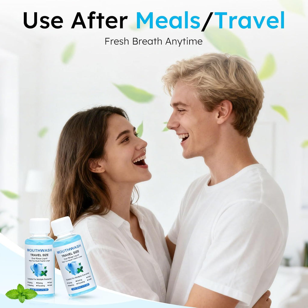 Travel Mouthwash Bulk, 1.2 Oz/35ml Mini Mouthwash Bulk, for Freshening Breath, Easy to Carry, Suitable for Work, Travel, Hotels, Dating Essentials (60-Pack)