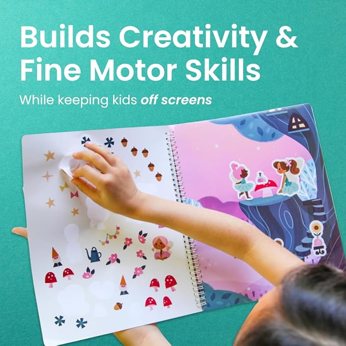 Cupkin Princess Sticker Book Activity for Kids, A Magical World by Cupkin, Toddler Airplane Travel Essentials, 500+ Stickers for Kids 12 Scenes + Coloring Book Pages, Princess Gift, Crafts Ages 2-8