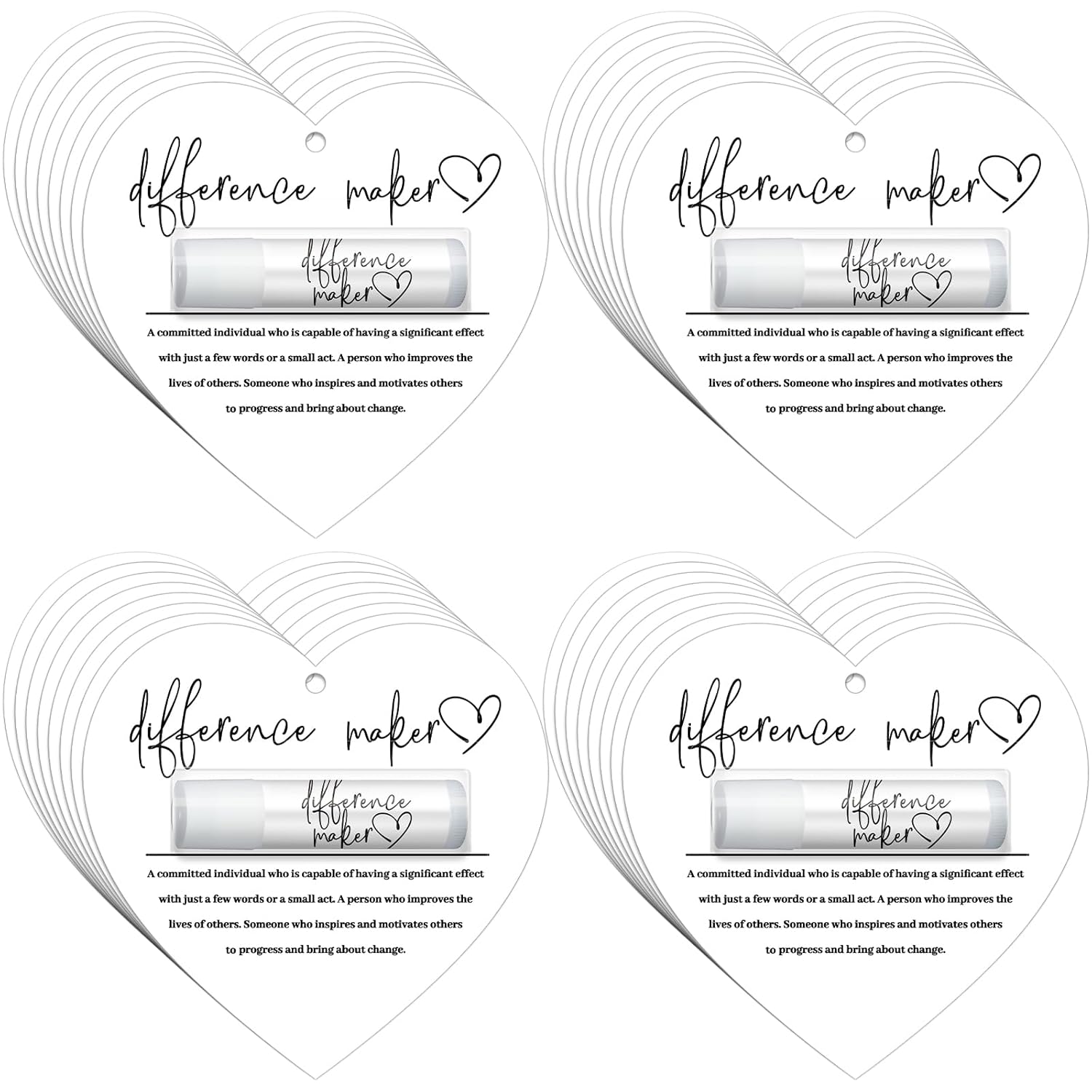 30 Pack Christmas Employee Appreciation Gift Lip Balms Bulk Staff Teacher Team Volunteer Thank You Gift Thanksgiving Christmas Appreciation Party Favor for Women Men(Heart,White)