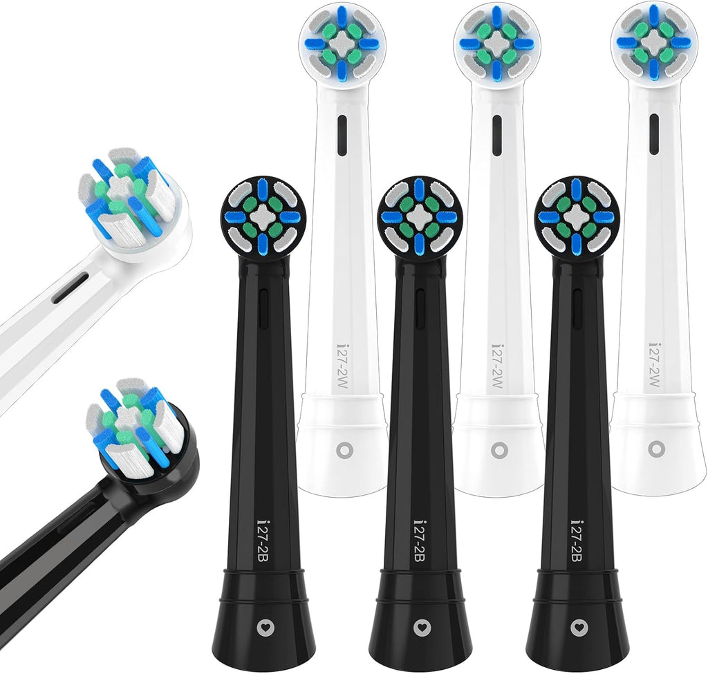 8 Count IO Replacement Heads Compatible with Oral B IO 2/3/4/5/6/7/8/9/10 Series Electric Toothbrushes, Medium Softness Brush Heads Compatible with Oral B iO for Teeth and Gums Care (Black White)