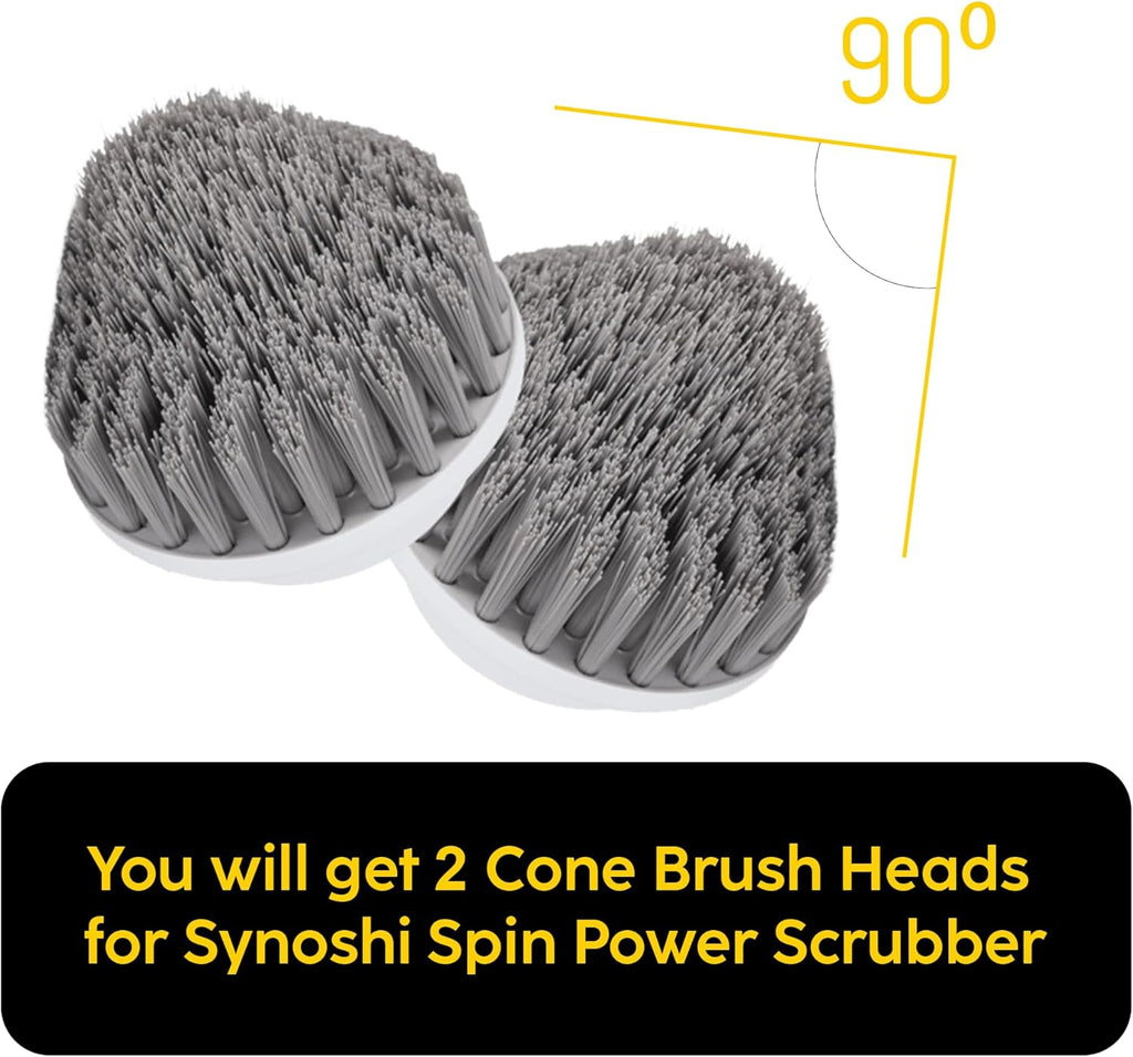 SYNOSHI | Cone Brush Heads (2 Units) for Electric Spin Scrubber The Corners and Hard-to-Reach Places