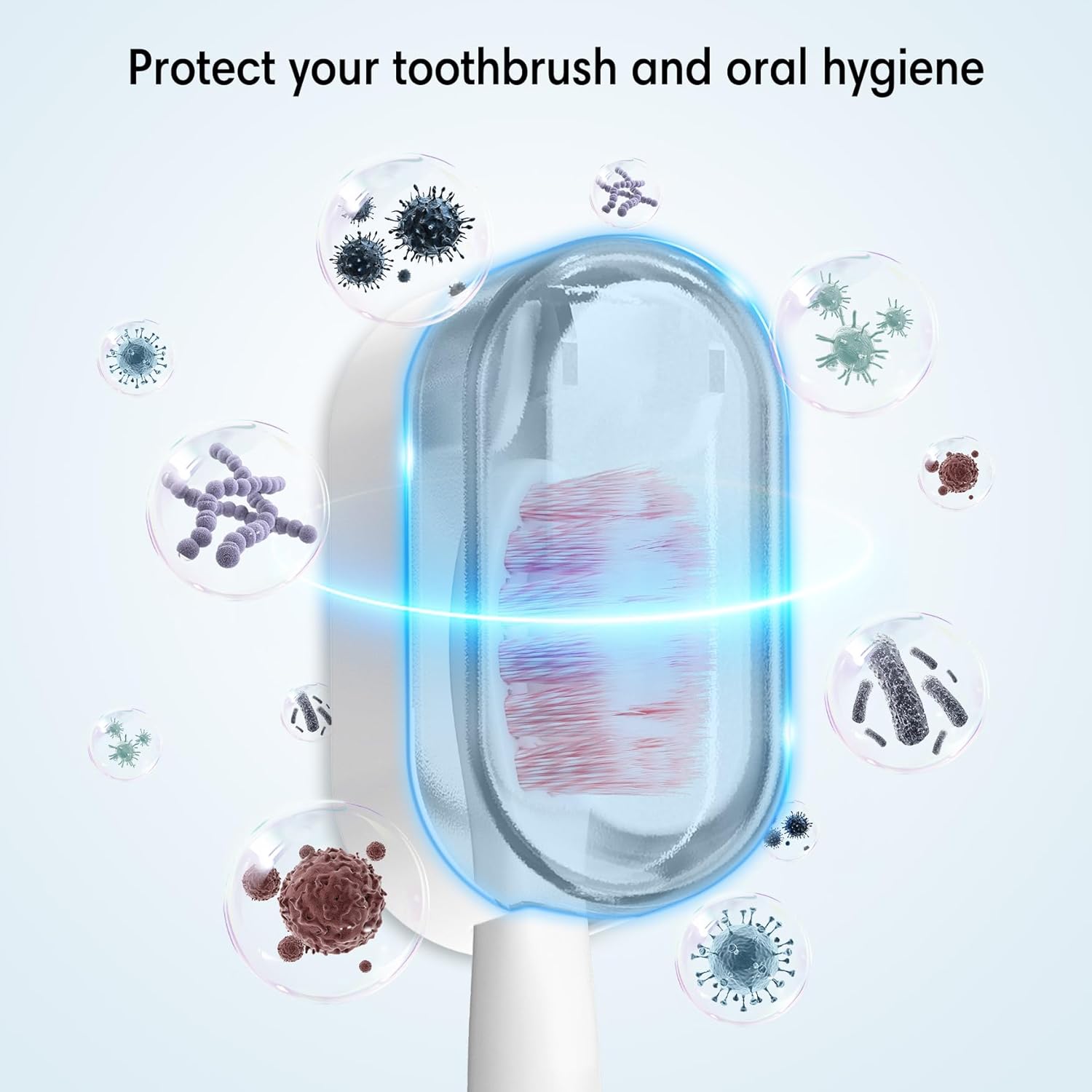 BALUCA 3 PCS Travel Toothbrush Head Covers Caps, Tooth Brush Protector Case Wall Mounted Hanging Rack Organizer for Travel, Camping, Bathroom, School, Business (White)