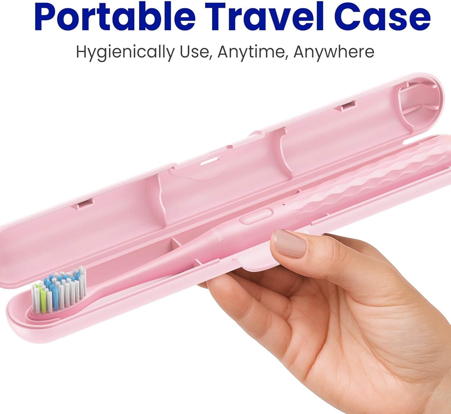 7AM2M Sonic Electric Toothbrush for Adults & Kids, with Travel Case&2 Brush Heads, 1 Charge for 90 Days, Type-C Rechargeable Sonic Toothbrush, Compact Design for Daily/Travel Use - Rose