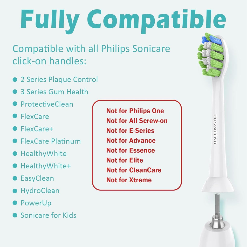 Replacement Toothbrush Heads for Philips Sonicare Replacement Brush Heads Compatible Electric Toothbrush Heads, 10 Pack, Black White