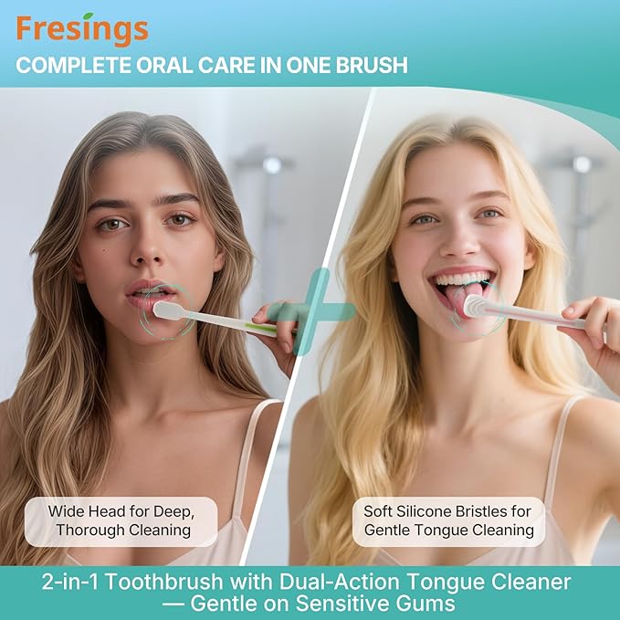 Ultra Soft Toothbrush Family Pack, 10 Pack for Adults & Kids – Sensitive Gum Care with 2-in-1 Tongue Scraper, Individually Wrapped for Travel, Guest & Home Use