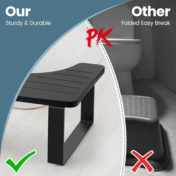 Bamboo Toilet Stool,Potty for Pooping,Portable Squatting Pan with Dual Anti Slip Design,Bathroom Stools,Poop Stool for Bathroom,Toilet Step,Toilet Stools for Pooping,Bamboo Articles(Black)