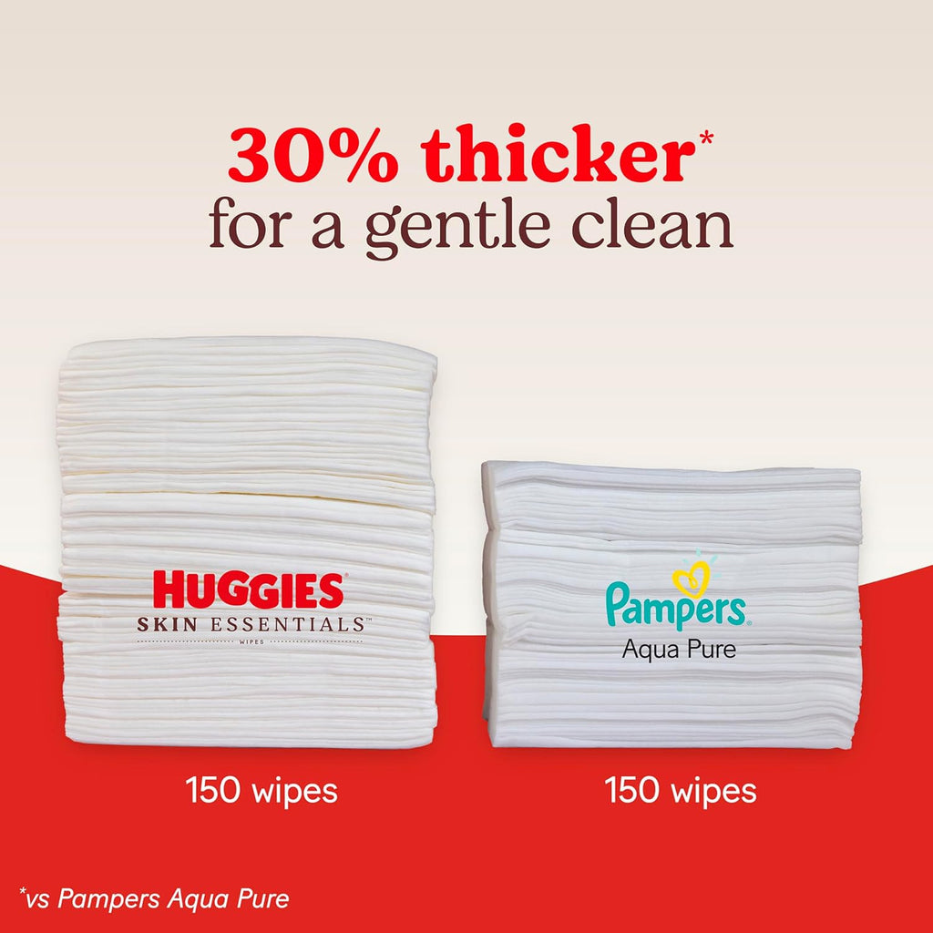 Huggies Skin Essentials Baby Wipes, Hypoallergenic, 99% Water, 10 Flip Top Packs (560 Wipes Total)