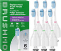 Brushmo e-Series Sensitive Replacement Toothbrush Heads, Compatible with Philips Sonicare Screw-on Electric Toothbrush Handles, 6 Standard Replacement Heads, Ultra Soft Dupont Bristles, BM756, White