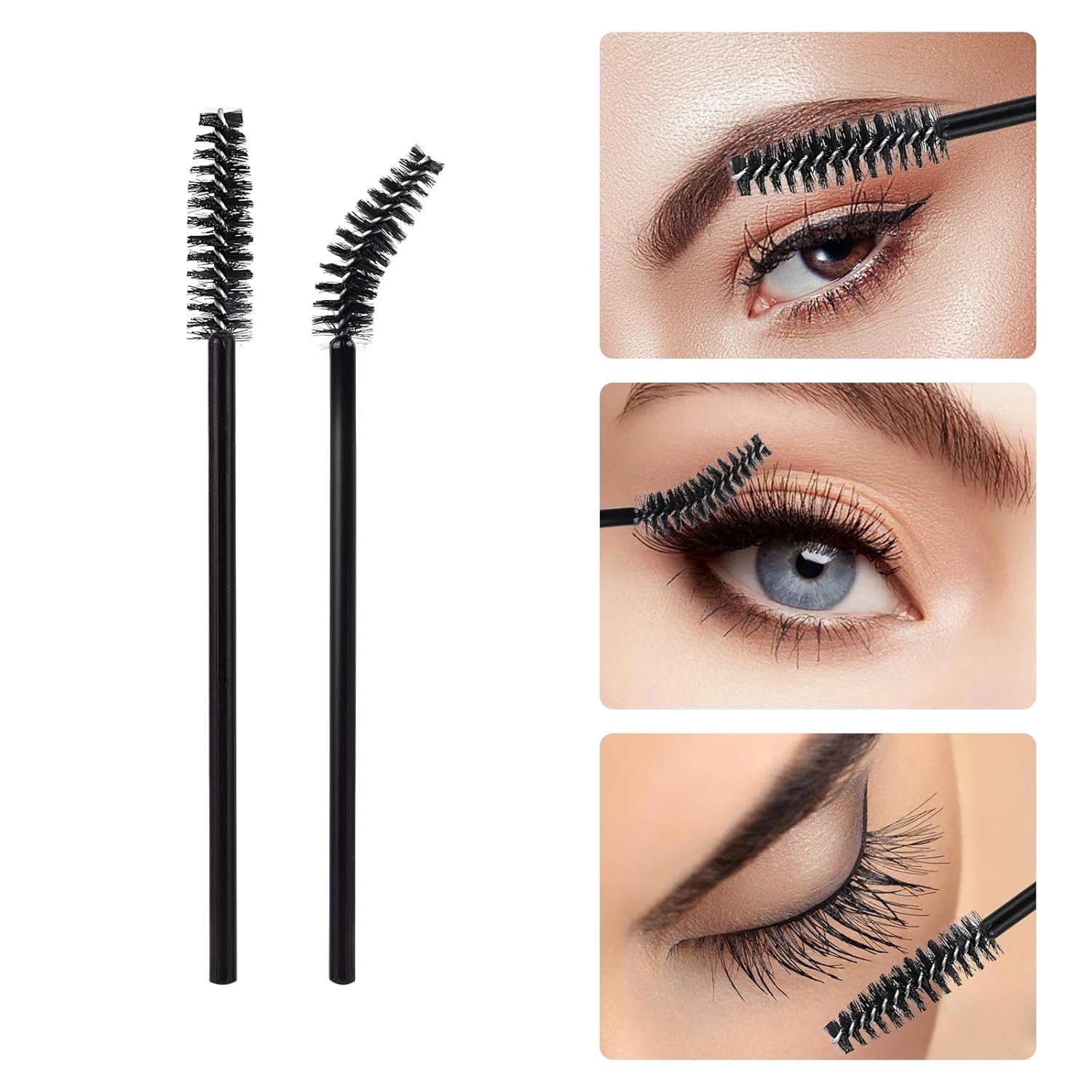 Tbestmax 600 Pcs Mascara Wands and Lip Brush, Black Lipstick Wands Eyebrow Spoolies Brush for Eyelash Extensions Disposable Makeup Applicator Beauty Tool Kits