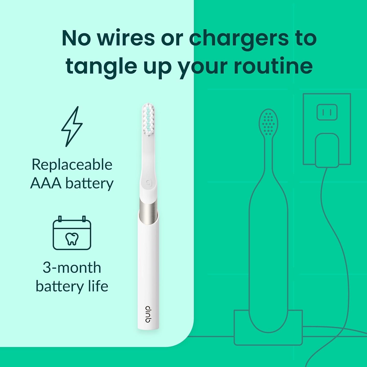 Quip Metal Sonic Electric Toothbrush for Adults - Time Travel & Soft Bristles with Travel Case & Replacement Brush Head - 3 Month Battery Life - Moonrise Champagne
