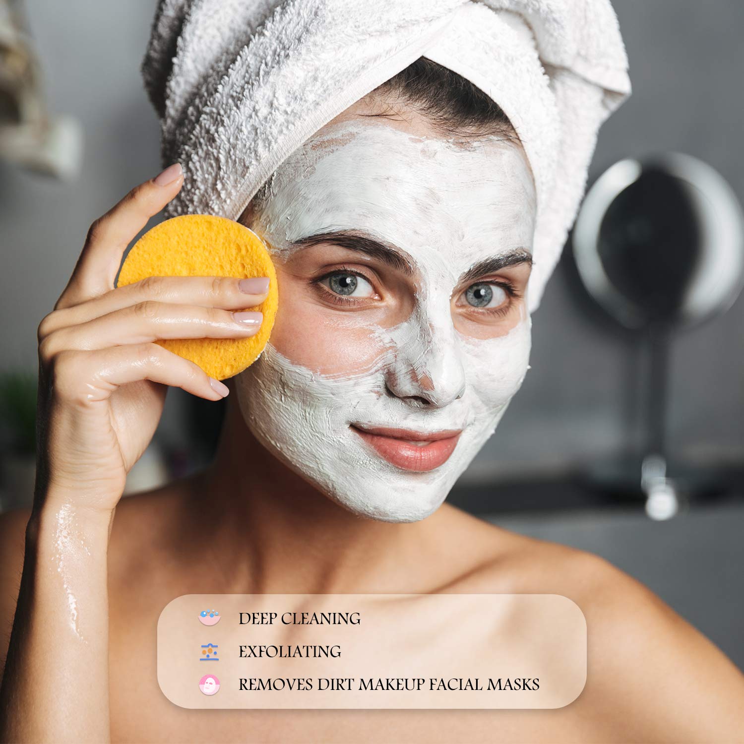 Patelai 120 Pieces Compressed Facial Sponge for Estheticians Face Makeup Removal Cleansing Sponge Pad Exfoliating Spa Wash Round Facial Cleansing Pads Supplies(Pink, Yellow, Blue)