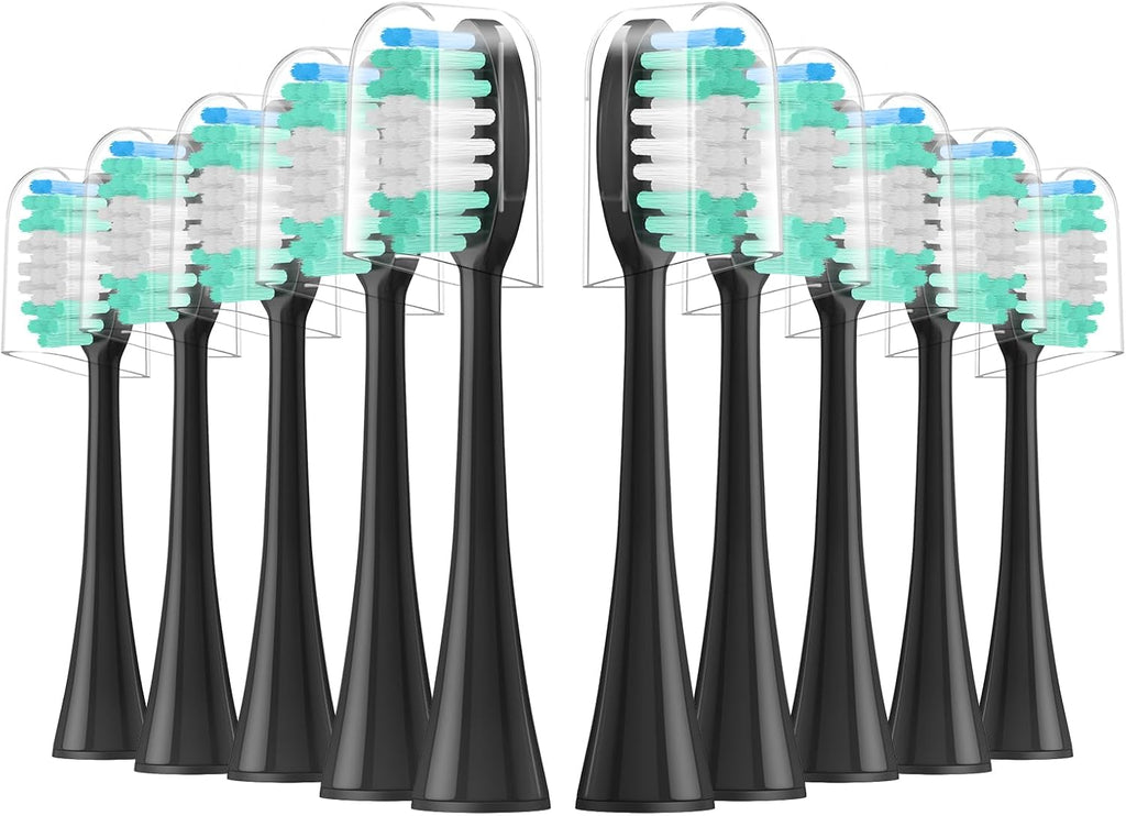 Replacement Toothbrush Heads 10 Pack Compatible with AquaSonic Black Series, Vibe Series Electric Toothbrush, Black