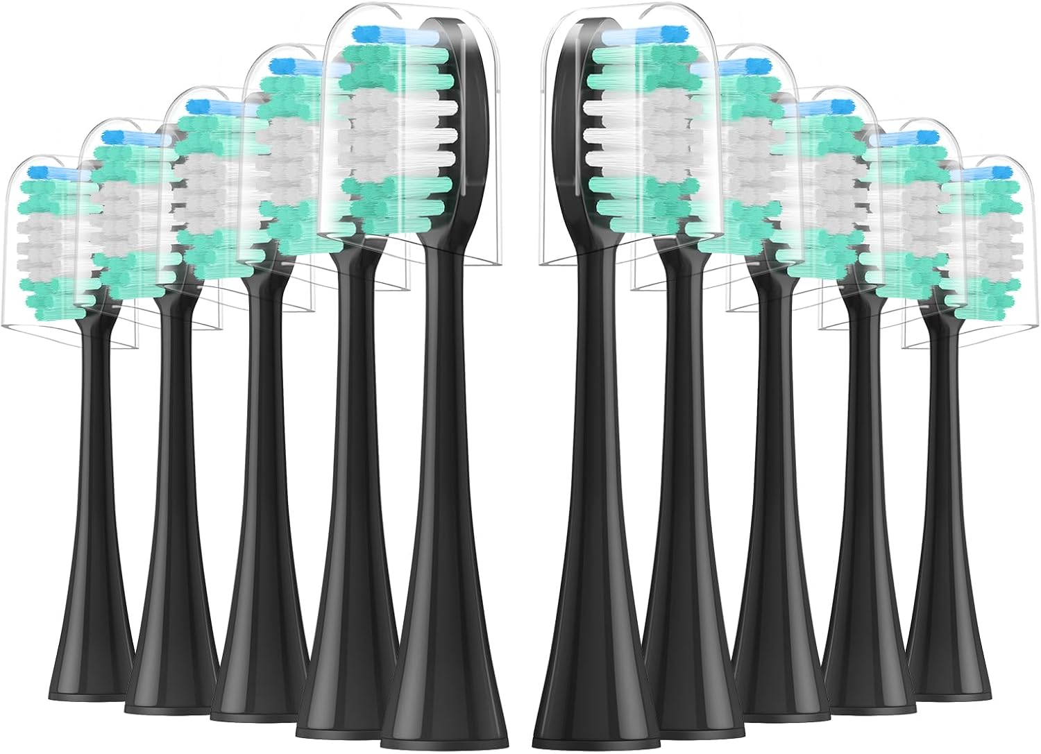 Replacement Toothbrush Heads 10 Pack Compatible with AquaSonic Black Series, Vibe Series Electric Toothbrush, Black