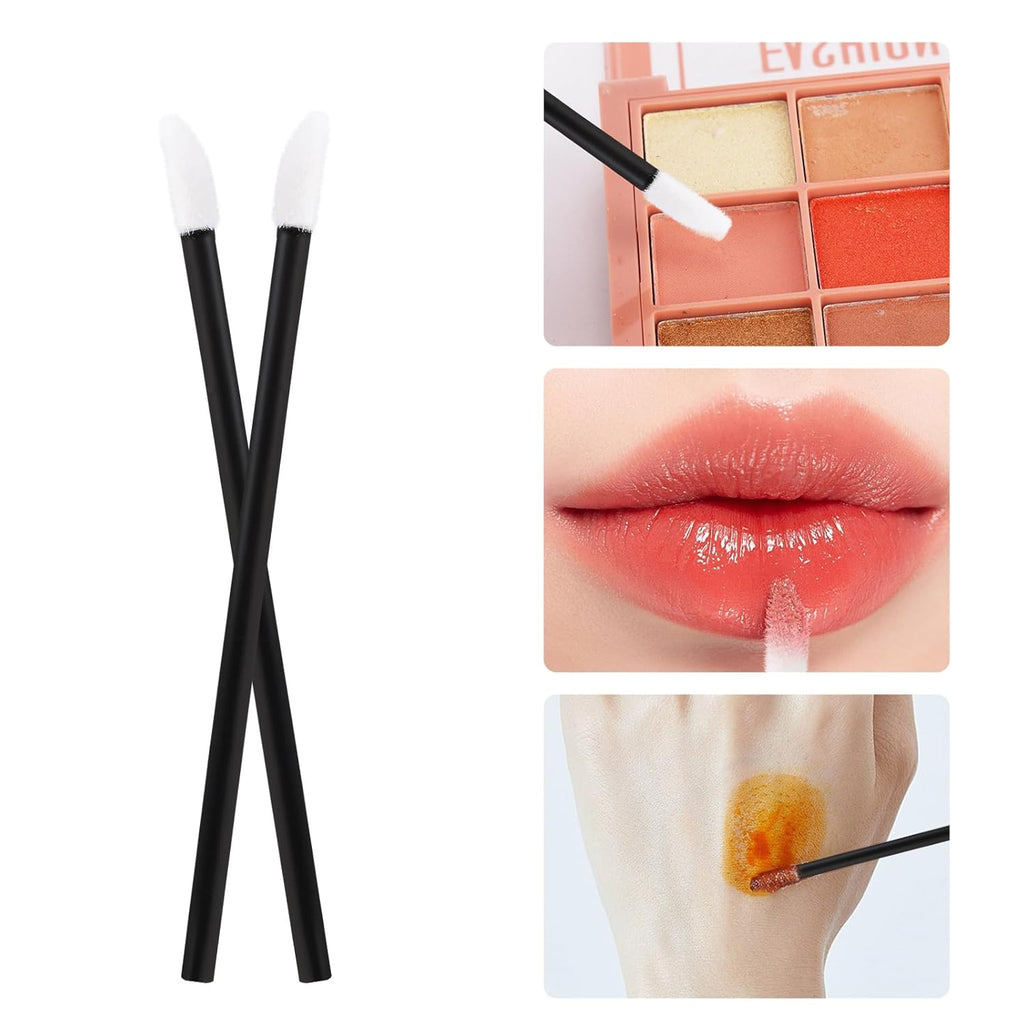 Tbestmax 600 Pcs Mascara Wands and Lip Brush, Black Lipstick Wands Eyebrow Spoolies Brush for Eyelash Extensions Disposable Makeup Applicator Beauty Tool Kits