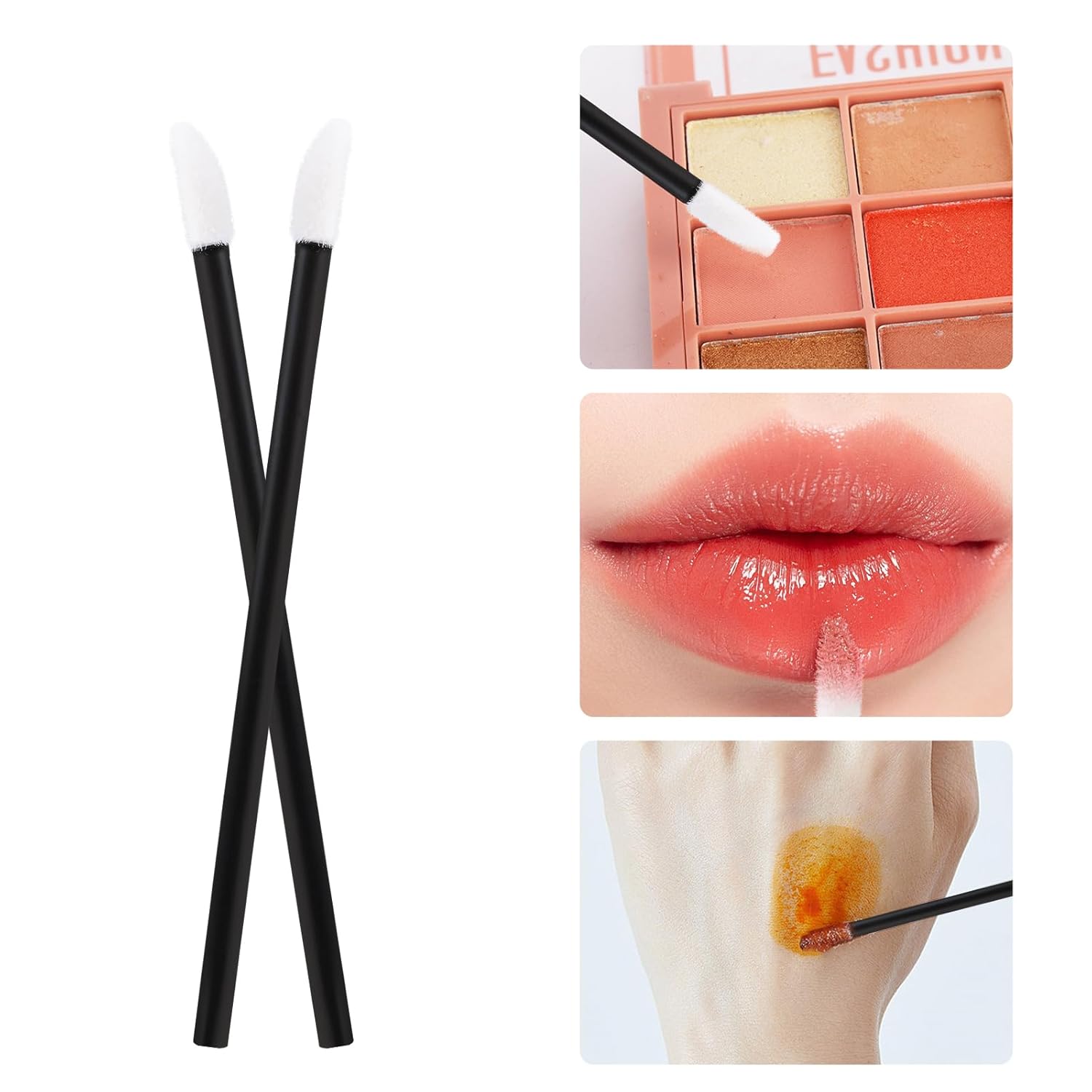 Tbestmax 600 Pcs Mascara Wands and Lip Brush, Black Lipstick Wands Eyebrow Spoolies Brush for Eyelash Extensions Disposable Makeup Applicator Beauty Tool Kits