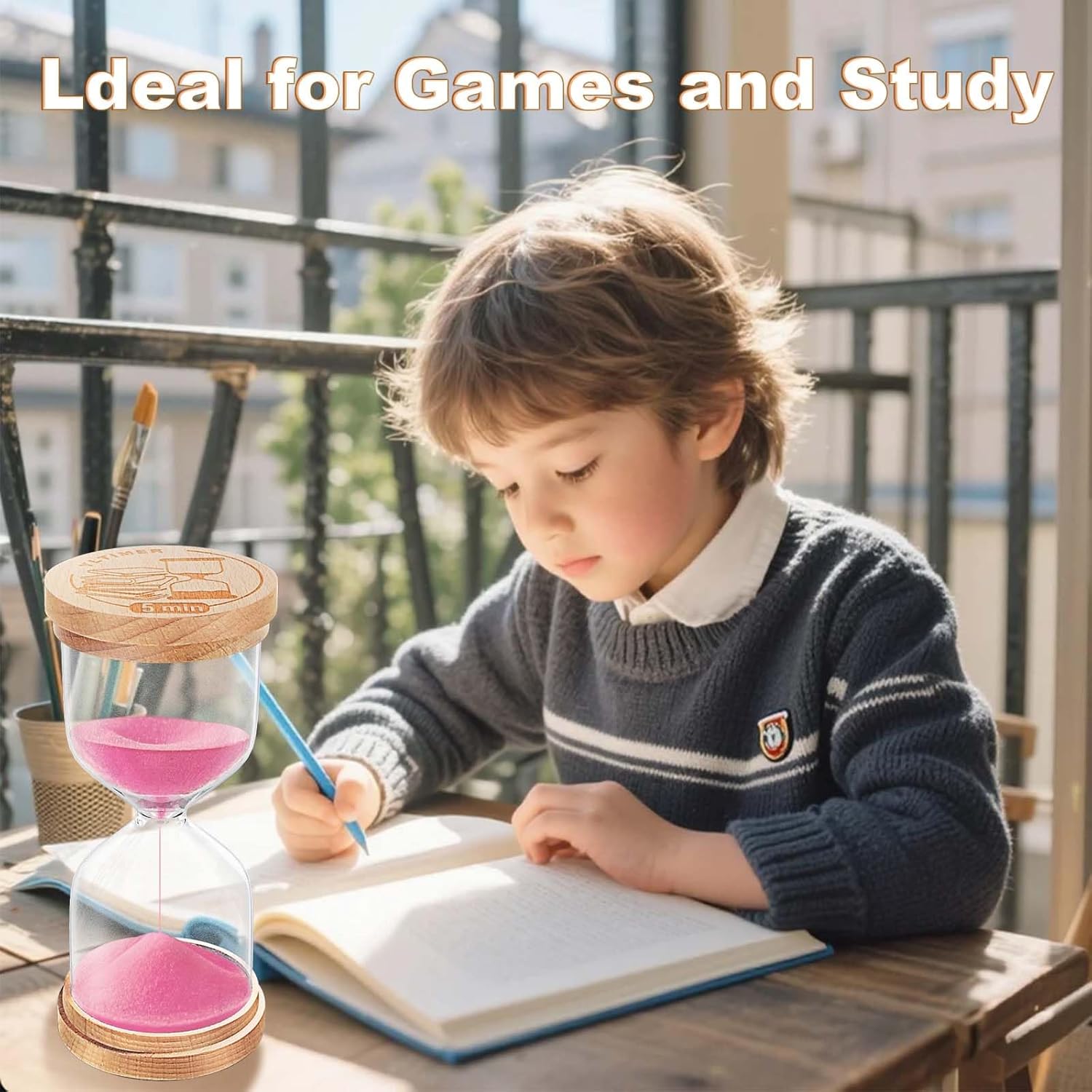 1 Minute Sand Hourglass, Wooden Sand Timer, Small Hour Glass Clock, Pink Sandglass 1 Min for Classroom,Toothbrush,Game,Decorative (Pink)