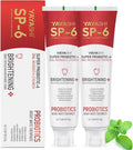 2-Pack SP-6 Probiotic Whitening Toothpaste - Enhanced Formula with 6 Probiotics for Teeth Whitening and Gum Health - Enamel-Safe, Fluoride-Free, Double Mint Flavor,Fresh Breath (Double Mint)
