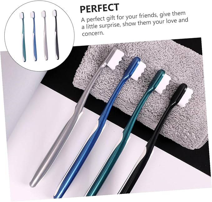 TOYANDONA 4pcs Adult Soft Bristle Toothbrushes Large Head Ergonomic Handle Nano Fur Design for Sensitive Teeth and Daily Oral Care Random Colors Random Color