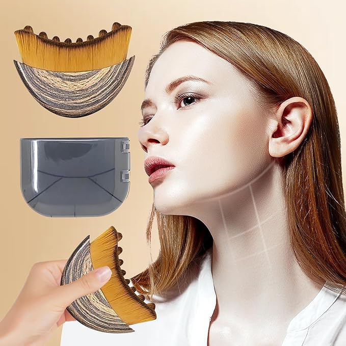 2PCS Lymphatic Contour Face Brush - Ultra-Soft Bristles for Chin & Jawline Sculpting, Facial Lymphatic Drainage Massager, Ergonomic Design