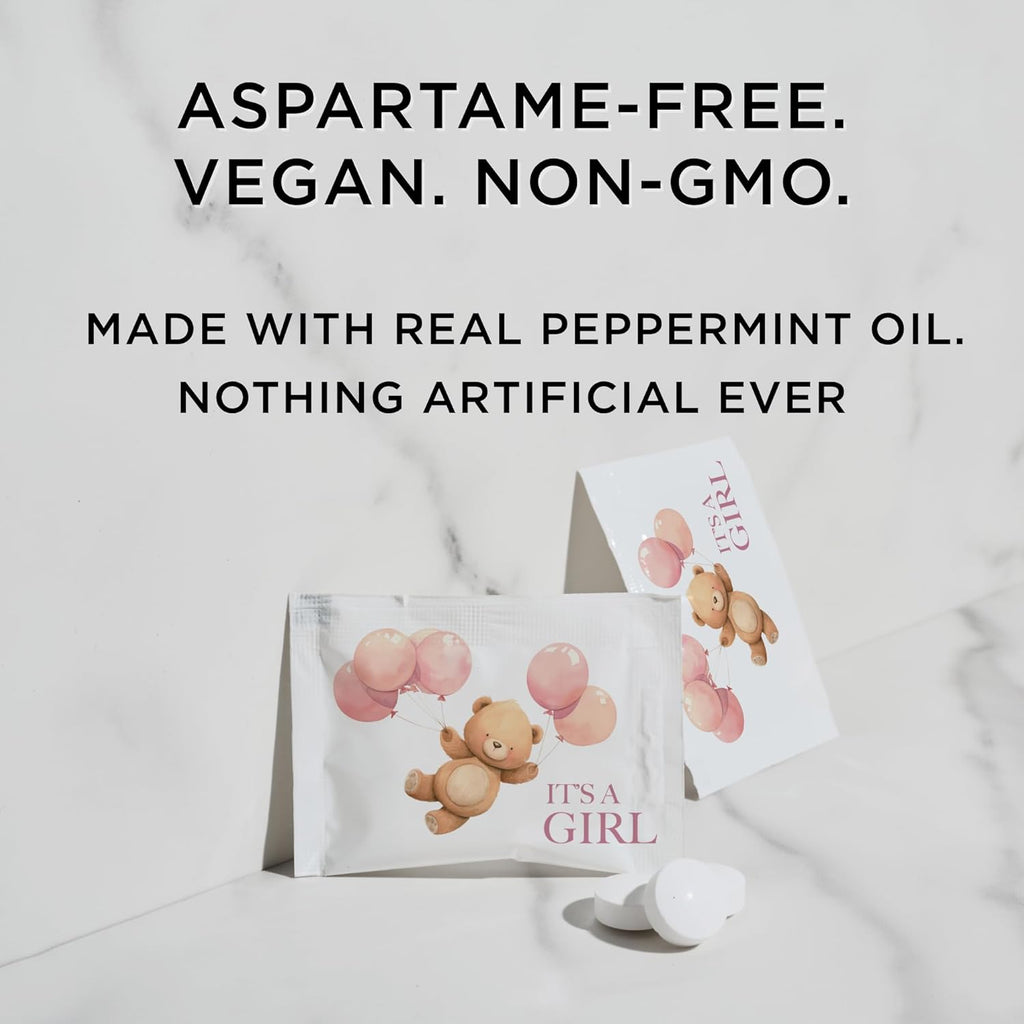 SIMPLY Peppermint "It's a Girl!", Individually Wrapped Breath Mints in Bulk, 50 Packets (2 per Packet), | Gender Reveal, Baby Shower, Party Favors