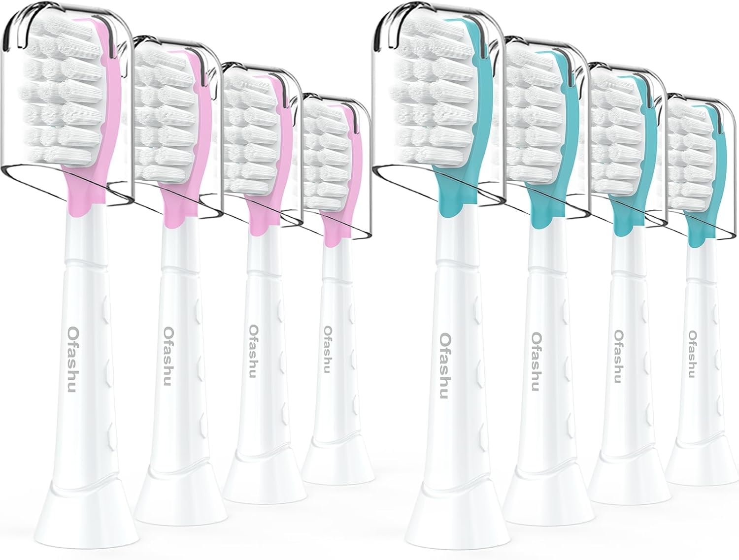 Kids Replacement Toothbrush Head for Sonicare: Ofashu Children Sonic Electric Toothbrush Brush Head for Philips 6321 6340 6032/94 6042, 8 Packs for Boys Girls 7+, Pink & Green