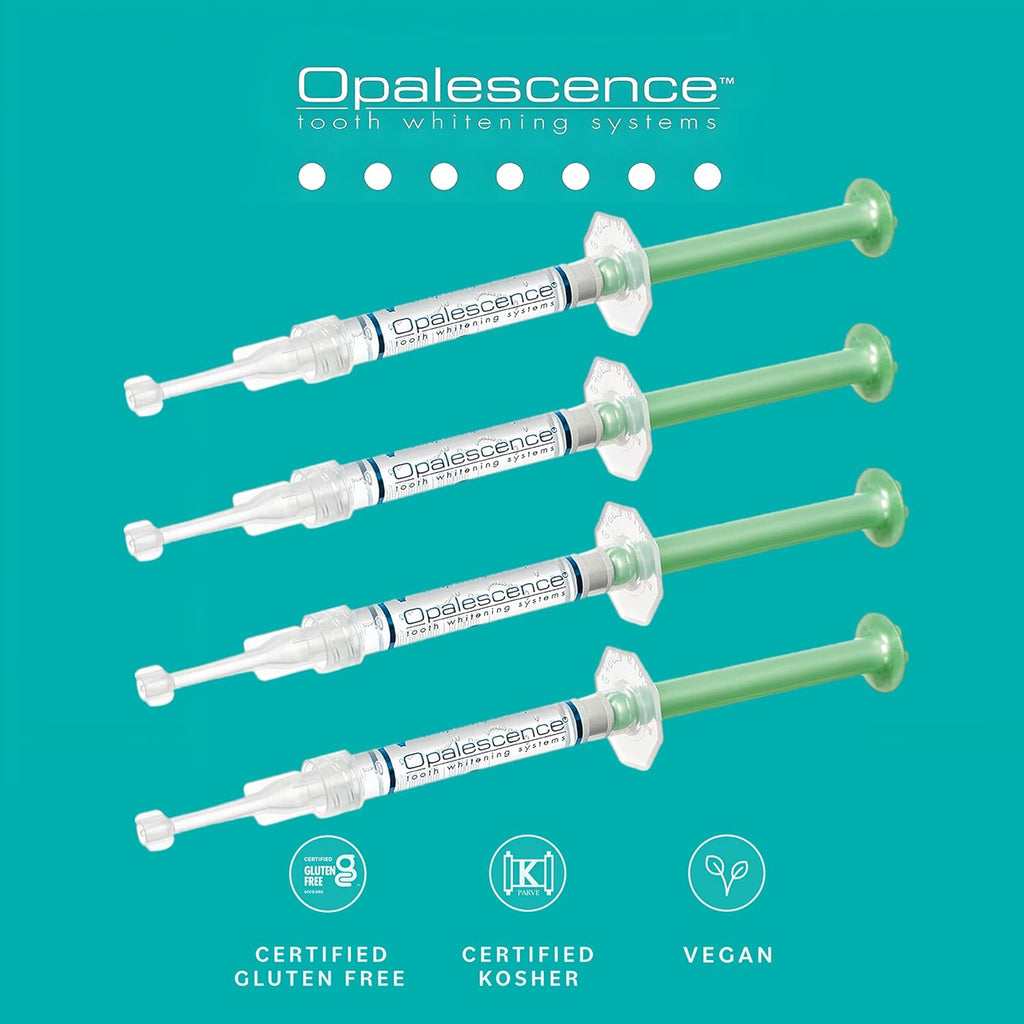 Opalescence 20% Teeth Whitening Refill Kit (4 Syringes) Carbamide Peroxide. Made by Ultradent, in Mint Flavor. Tooth Whitening Refill Syringes. Includes a Toothbrush. - 5196-2TB