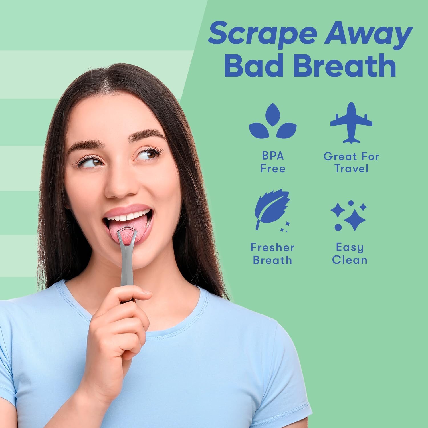 Tongue Scraper For Adults & Kids - 2 Pack Stainless Steel Tongue Scraper Travel Metal Case | Mouth Cleaner For Bad Breath Treatment | Best Disposable No Plastic Scrubber | Oral Care Hygiene Essentials