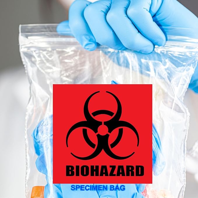 2" x 2" Biohazard Stickers - 250 Labels, Universal Symbol, Coated Paper Signs for Labs, Hospitals & Industrial Use (Pack of 2)