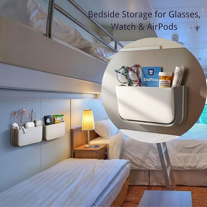 Cruise Magnetic Toothbrush Holder 2 Pack Cabin Walls, Foldable Toothbrush Organizer for Cruise Cabin Bathroom, Strong Magnet, No Drilling, Space-Saving Travel Essential