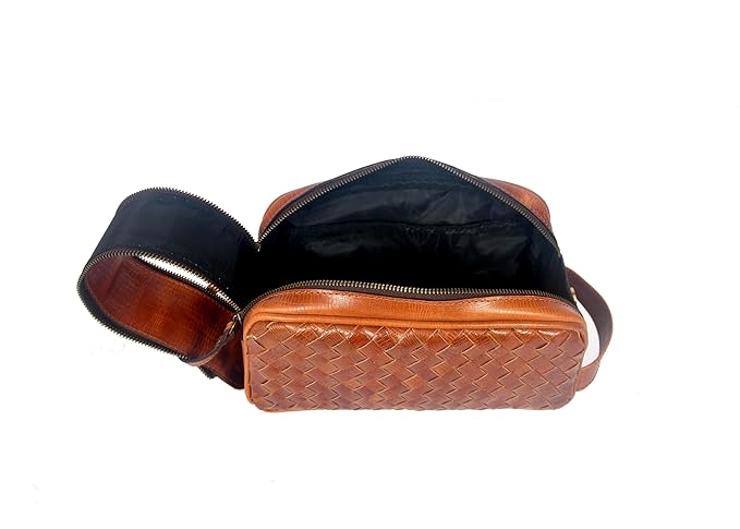 10" Premium Leather Toiletry Travel Pouch With Waterproof Lining | King-Size Handcrafted Vintage Dopp - Kit Gift for Father's Day By Aaron Leather Goods